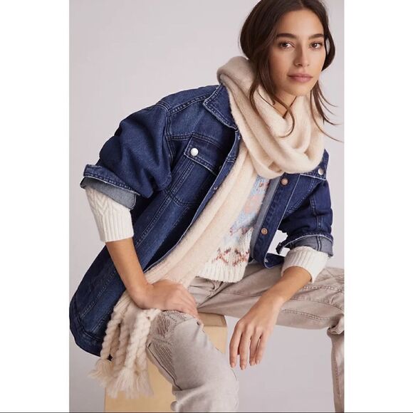 NEW Anthropologie Pilcro Longline Denim Button Front Trucker Jacket Coat Small - Picture 1 of 5